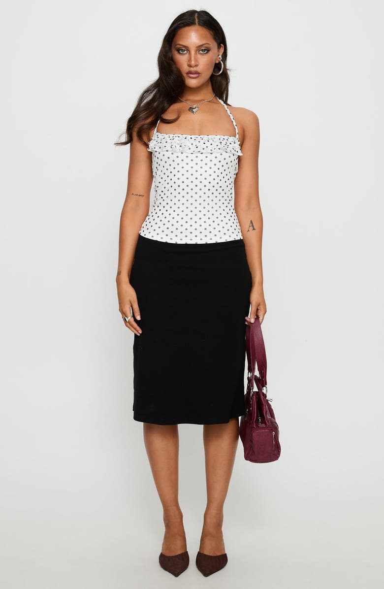 Princess Polly Days of Summer Dot Ruffle Halter Top, Alternate, color, White Polka Dot