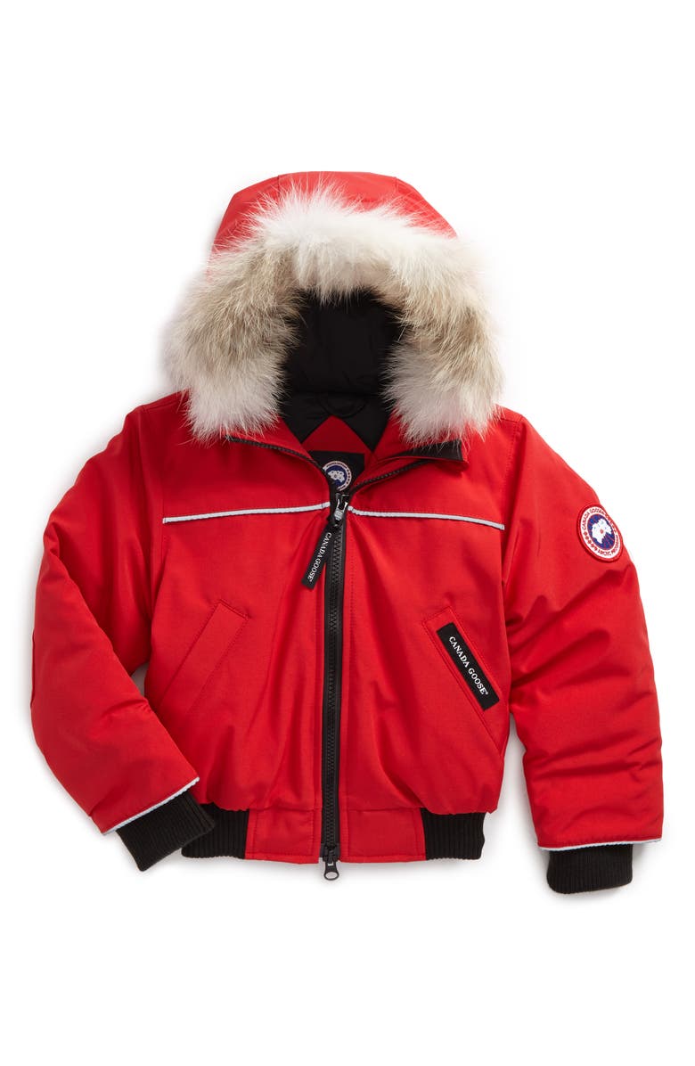 Canada Goose 'Grizzly' Down Hooded Bomber Jacket with Genuine Coyote Fur Trim, Main, color, 