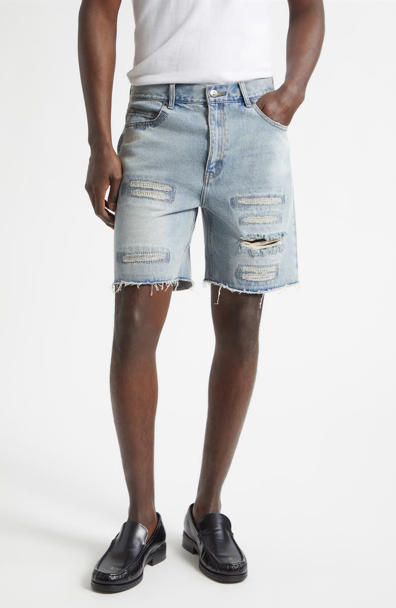 MIDNIGHT RODEO Distressed Cutoff Denim Shorts, Main, color, Light Blue Wash