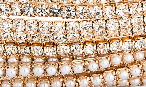 Nordstrom Rack Set Of 10 Crystal & Faux Pearl Stretch Bracelets In Multi