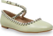 CHASE AND CHLOE Rhinestone Trim Ballet Flat