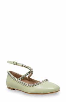 CHASE AND CHLOE Rhinestone Trim Ballet Flat
