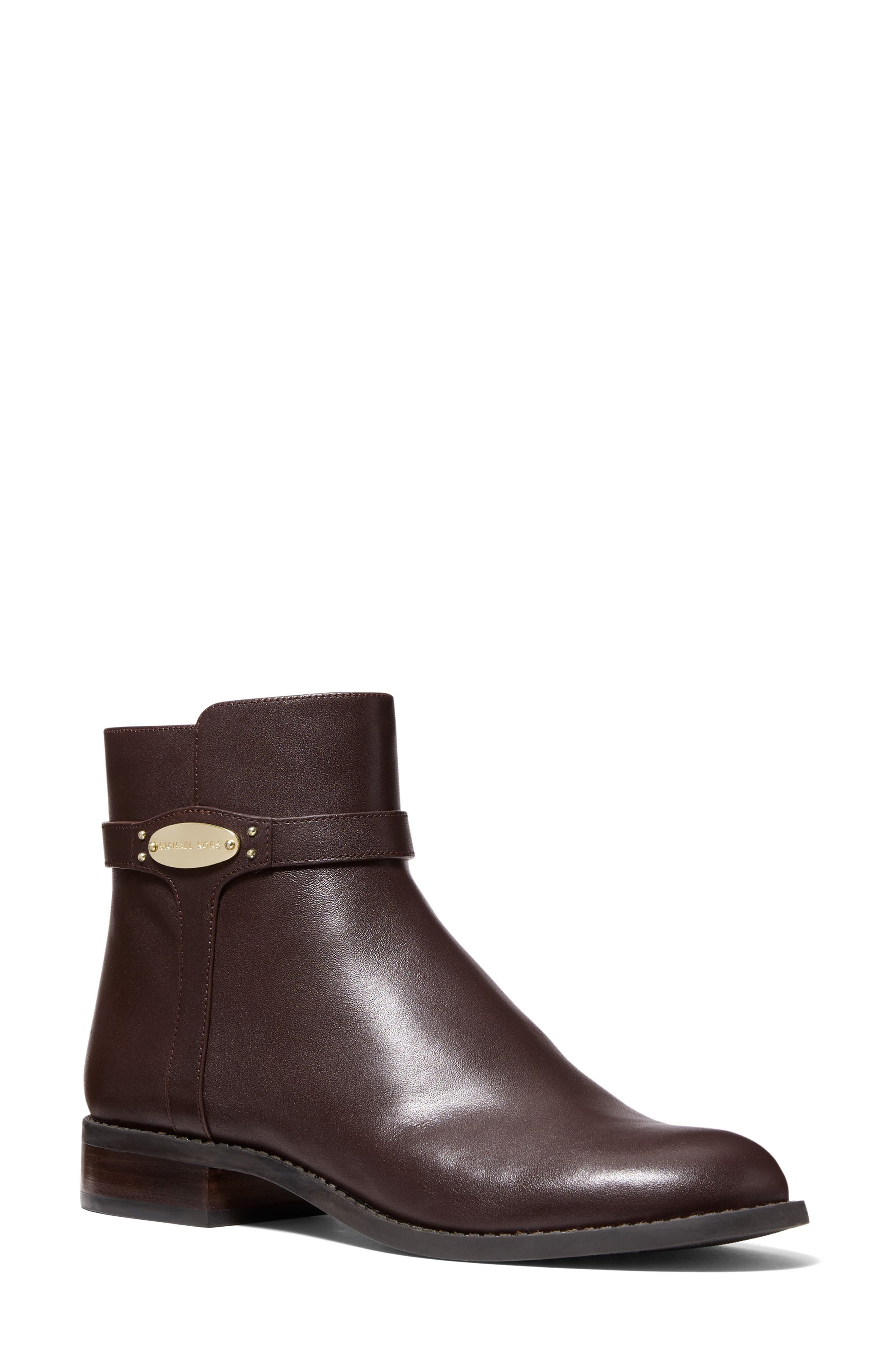 Finley Flat Leather Boot, Main, color, CHOCOLATE