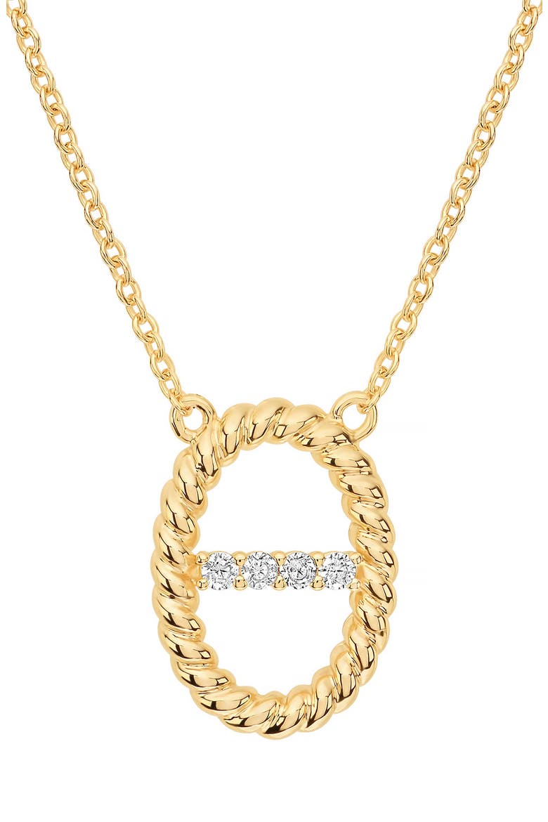 Dolce Sole Oval Pavé Cubic Zirconia Pendant Necklace, Alternate, color, GOLD