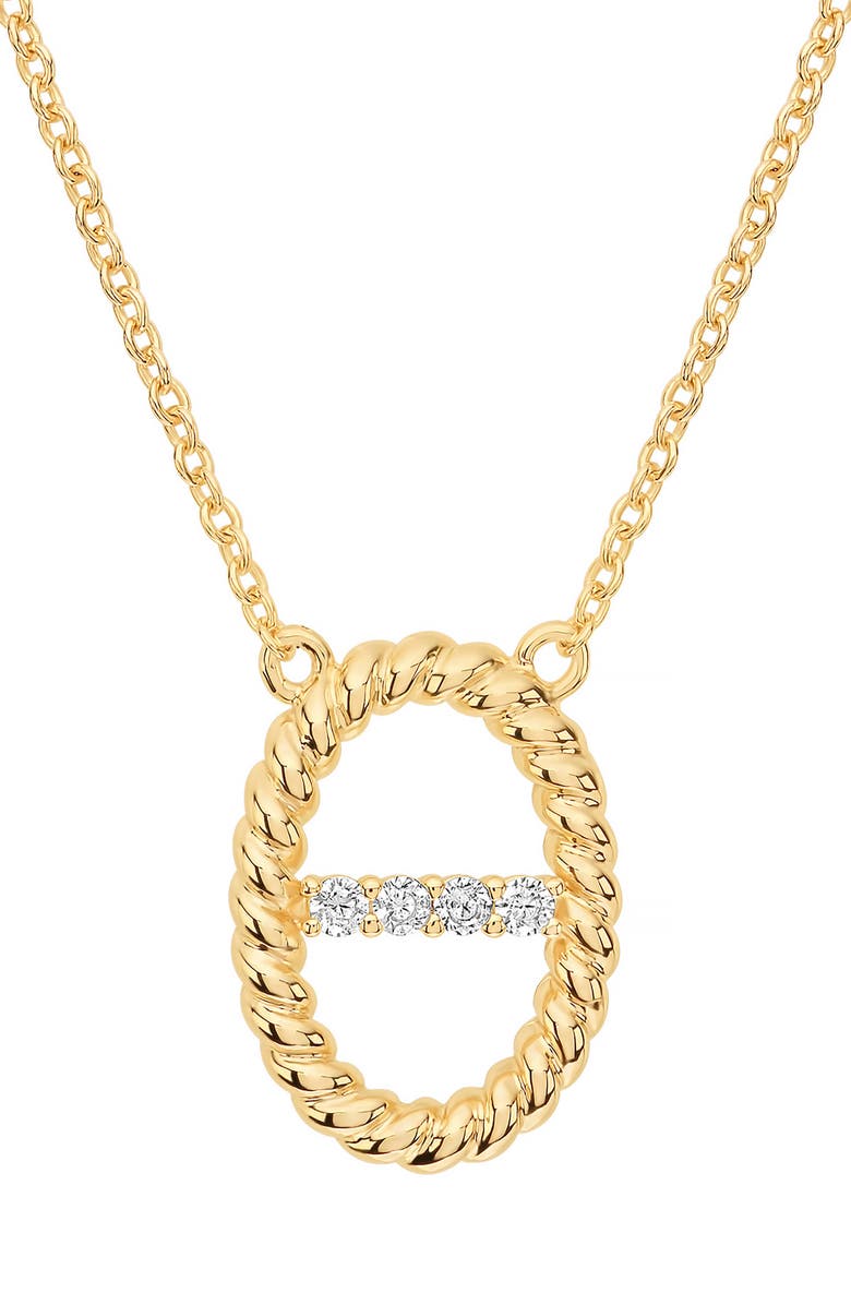 ATHRA LUXE Dolce Sole Oval Pavé Cubic Zirconia Pendant Necklace, Alternate, color, Gold