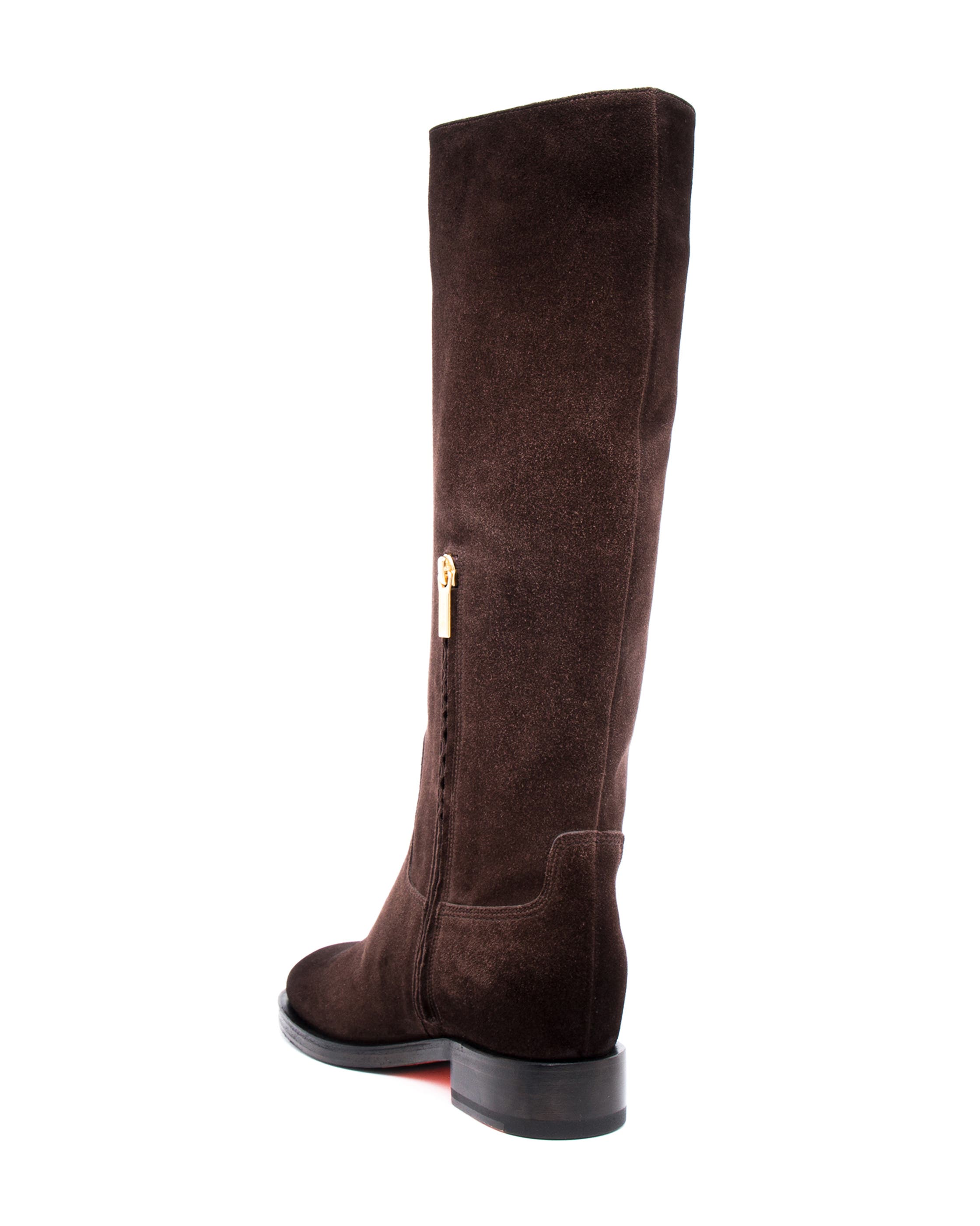 Santoni Suede Riding Boot, Alternate, color, Brown