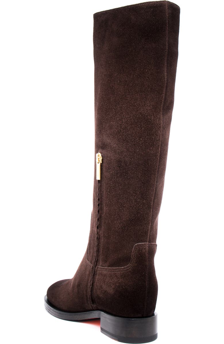 Santoni Suede Riding Boot, Alternate, color, Brown