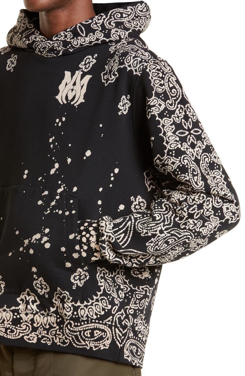 AMIRI Men's Oversize Bandana Print Bleach Splatter Hoodie, Alternate, color,