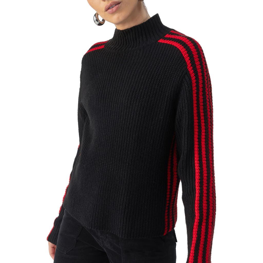Sanctuary Mock-neck Sporty Stripe Sweater In Black Multi