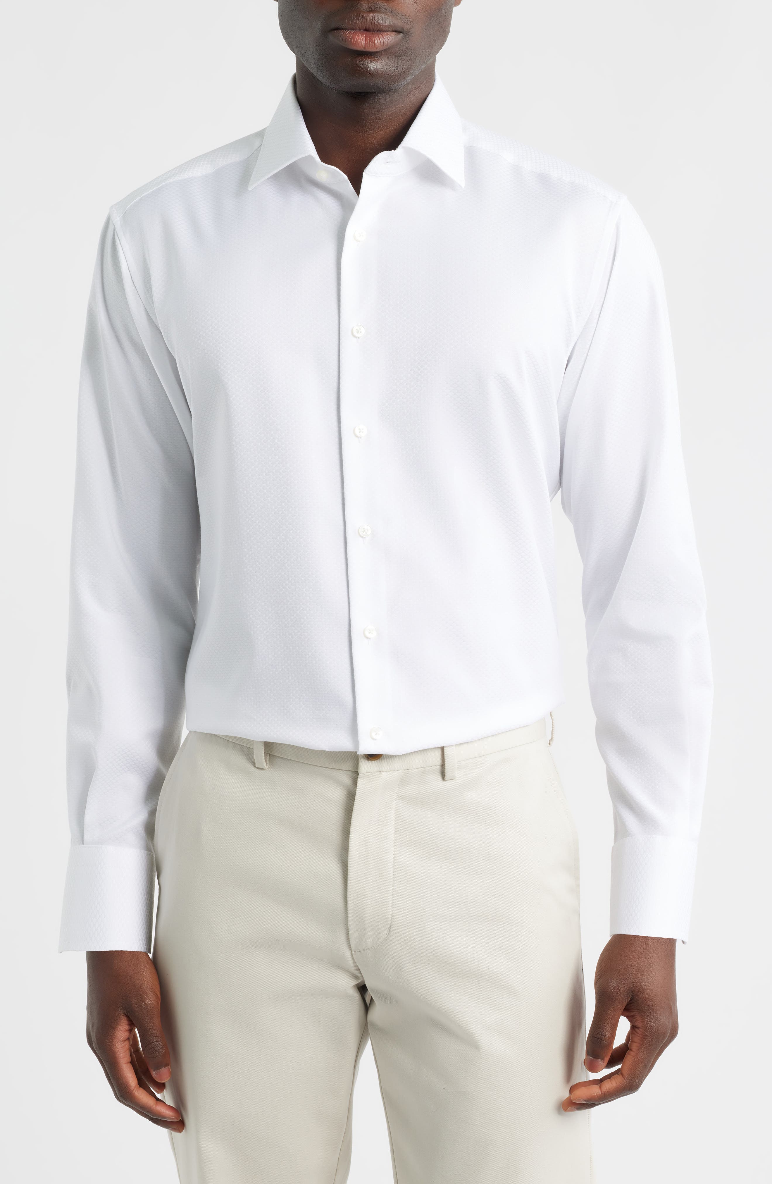 Modern Fit Micropattern Non-Iron Cotton Dobby Dress Shirt