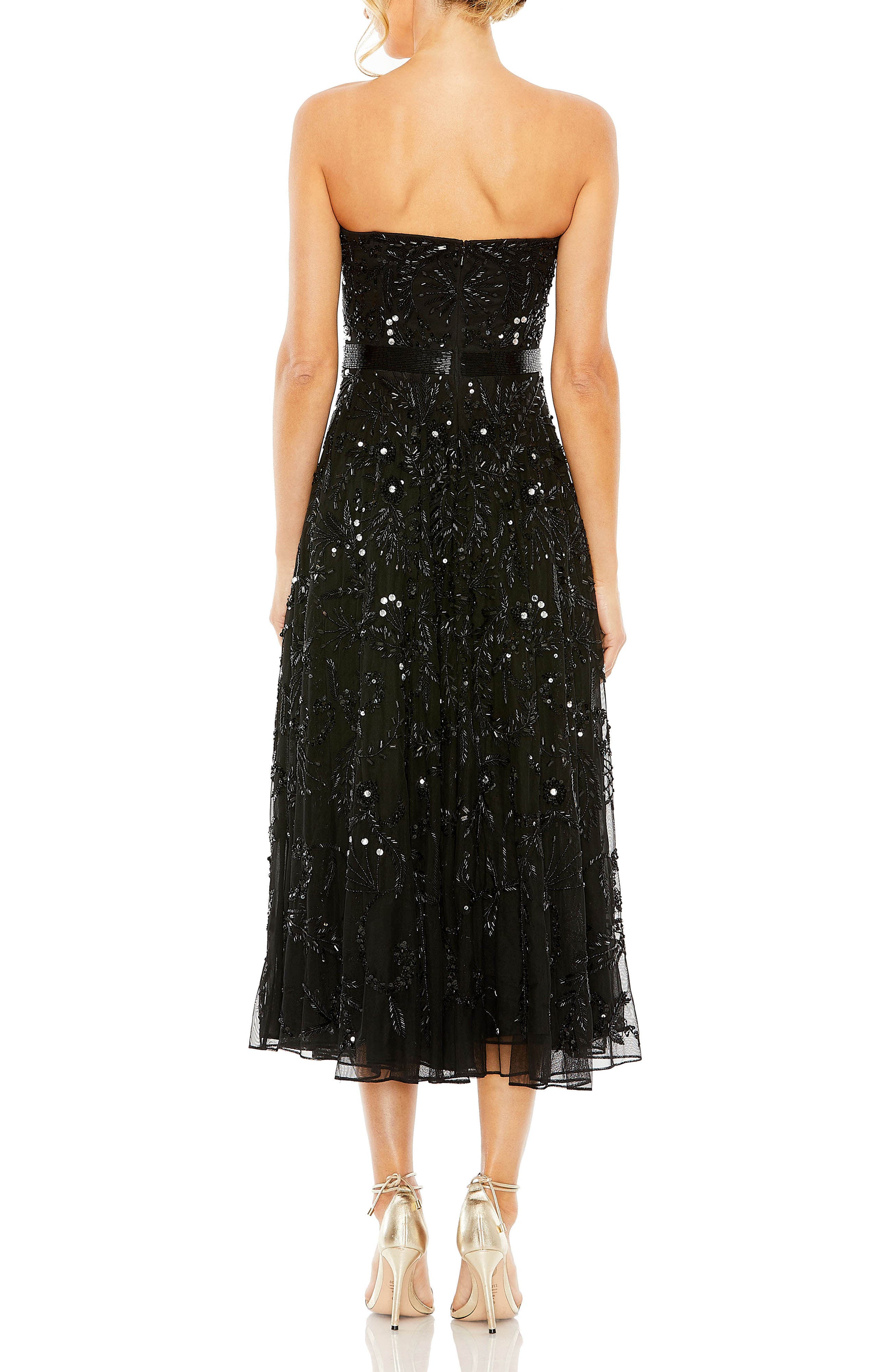 Hand Embellished Strapless A Line Dress - image 2