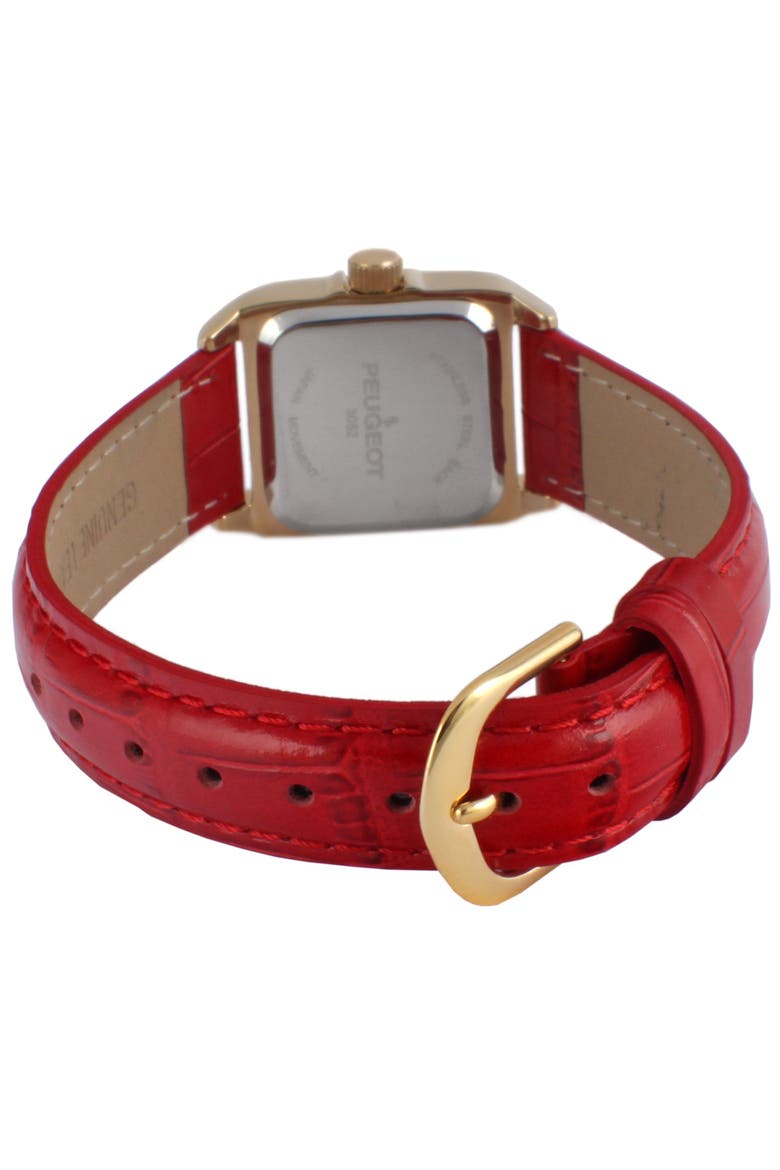 Status Square Crystal Bezel Leather Watch - 34x24MM, Alternate, color, Red