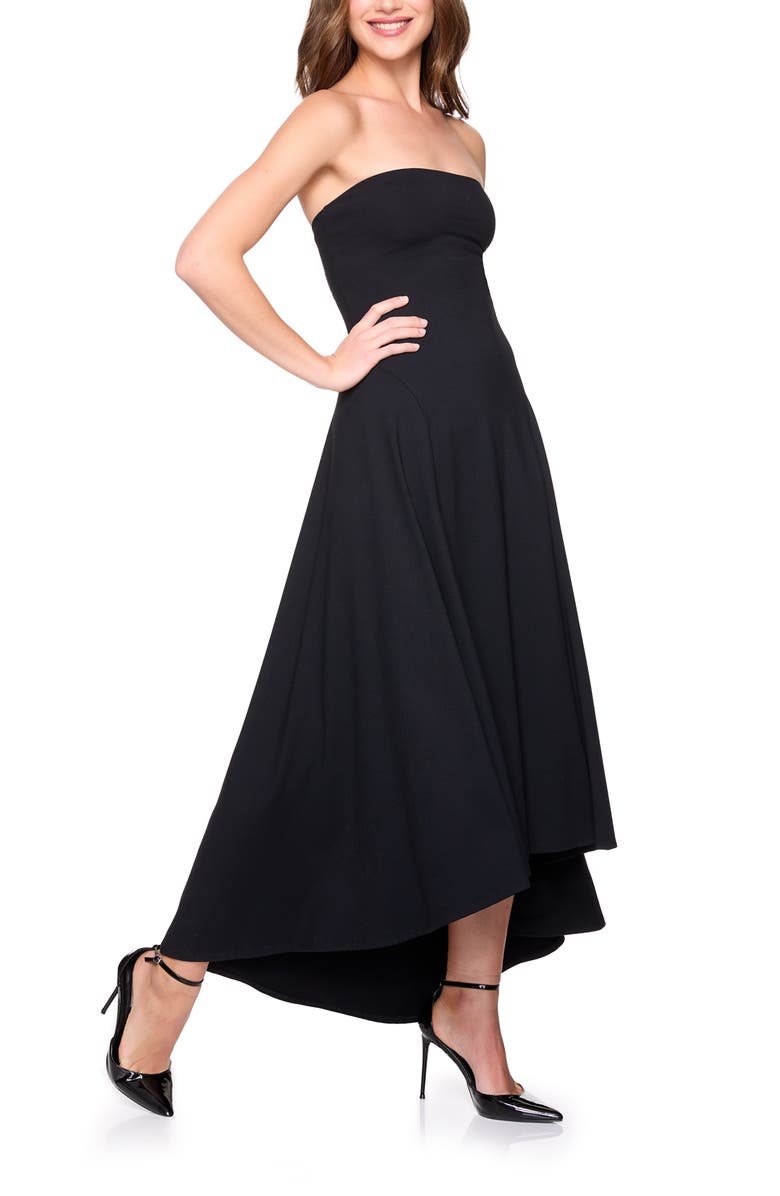 Susana Monaco Strapless High/Low Dress, Alternate, color, Black