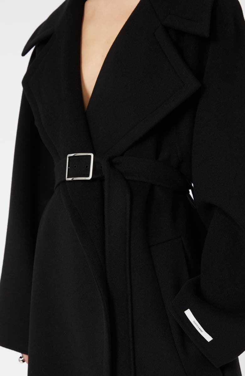 SPORTMAX Pagine Belted Virgin Wool Coat, Alternate, color, Black