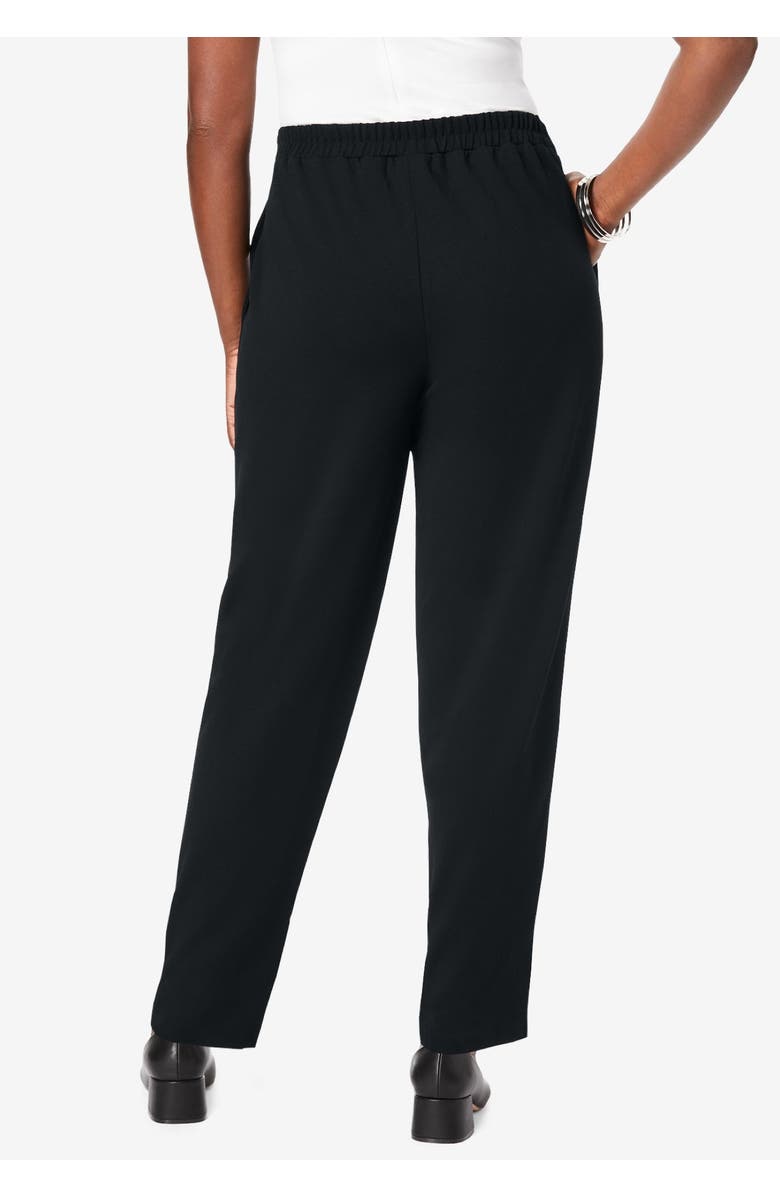 Jessica London Stretch Knit Crepe Straight Leg Pants, Alternate, color, Black