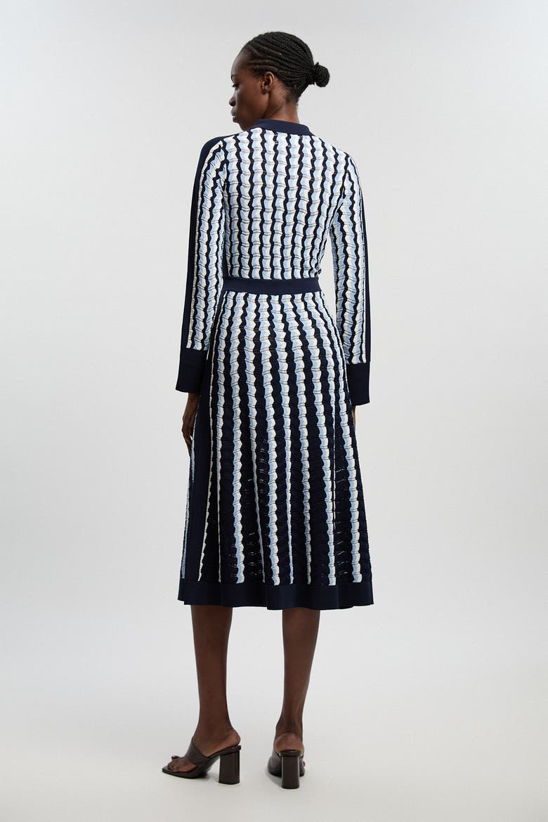 Pointelle Collared Midi Dress, Alternate, color, Blue