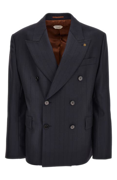 Pinstripe Double Breasted Virgin Wool Blazer