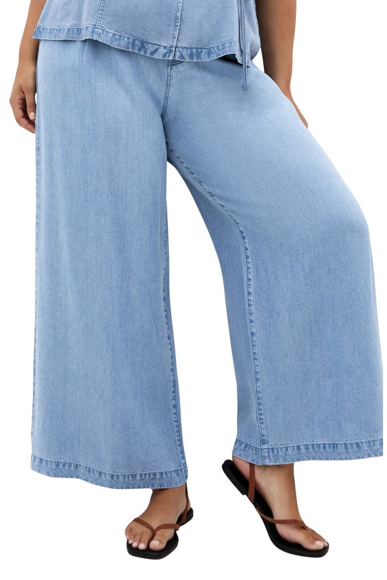 Evani Wide Leg Denim Pants, Main, color, LIGHT WASH