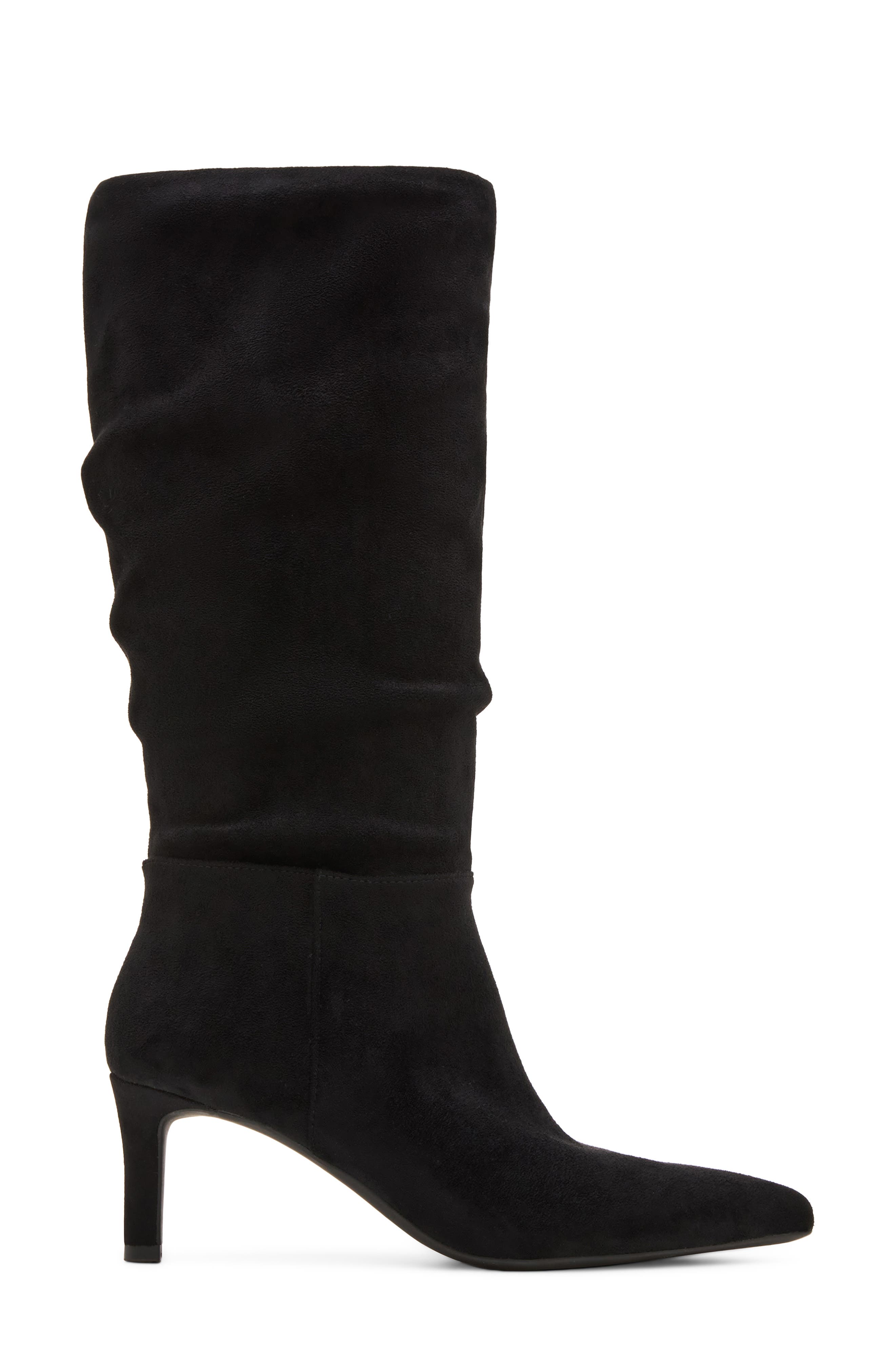 Collette Ruched Boot, Alternate, color, BLACK FAB