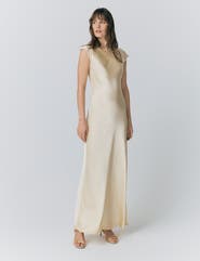Ghost London Averie Boat Neck Satin Maxi Dress
