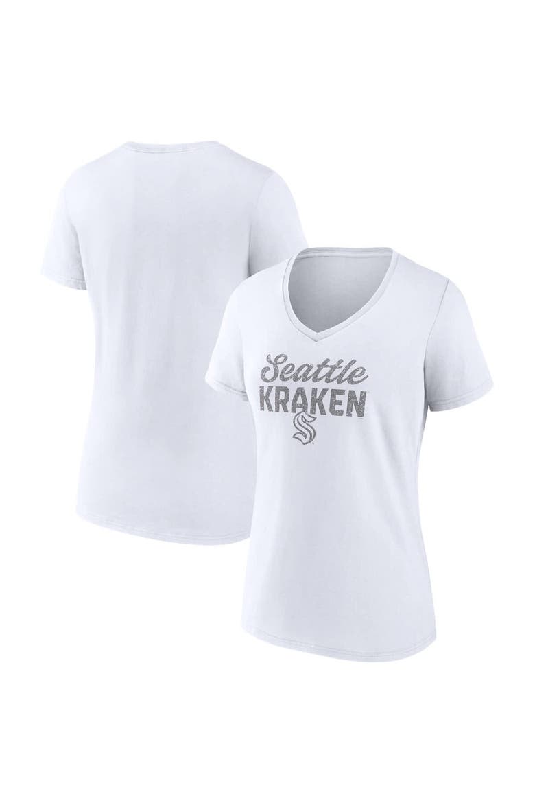 Women's Fanatics Seattle Kraken White Out V-Neck T-Shirt, Main, color, White