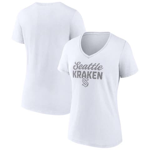 Women's Fanatics Seattle Kraken White Out V-Neck T-Shirt