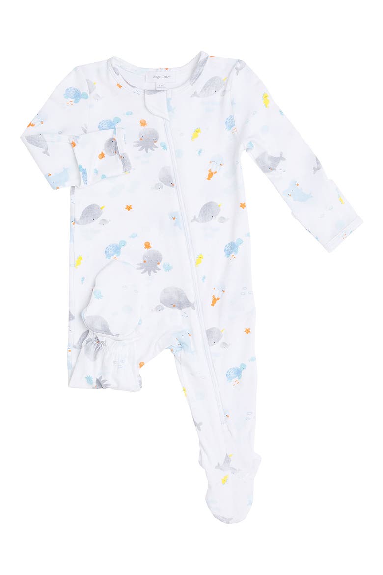 Whale & Octopus Footie, Main, color, WHITE