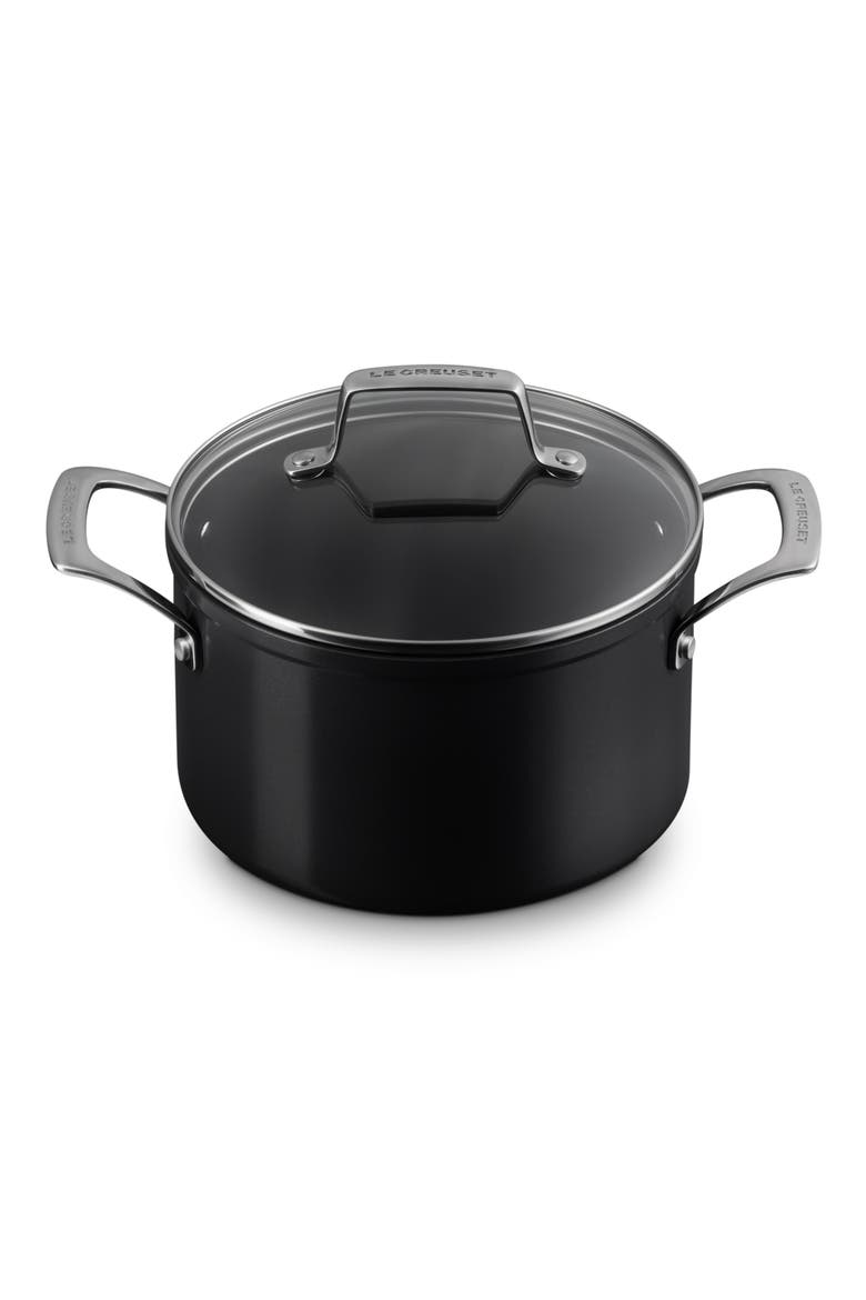 Essential Nonstick Ceramic Stockpot with Glass Lid, Alternate, color, BLACK