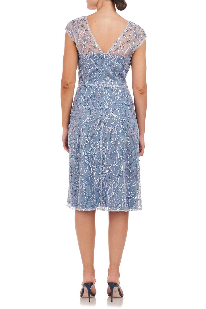 Jay Sequin Illusion Neck Cocktail Dress, Alternate, color, BABY BLUE