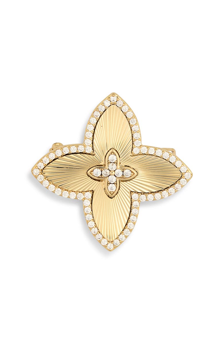 EYE CANDY LOS ANGELES Naomi Cubic Zirconia Petal Brooch, Main, color, Gold