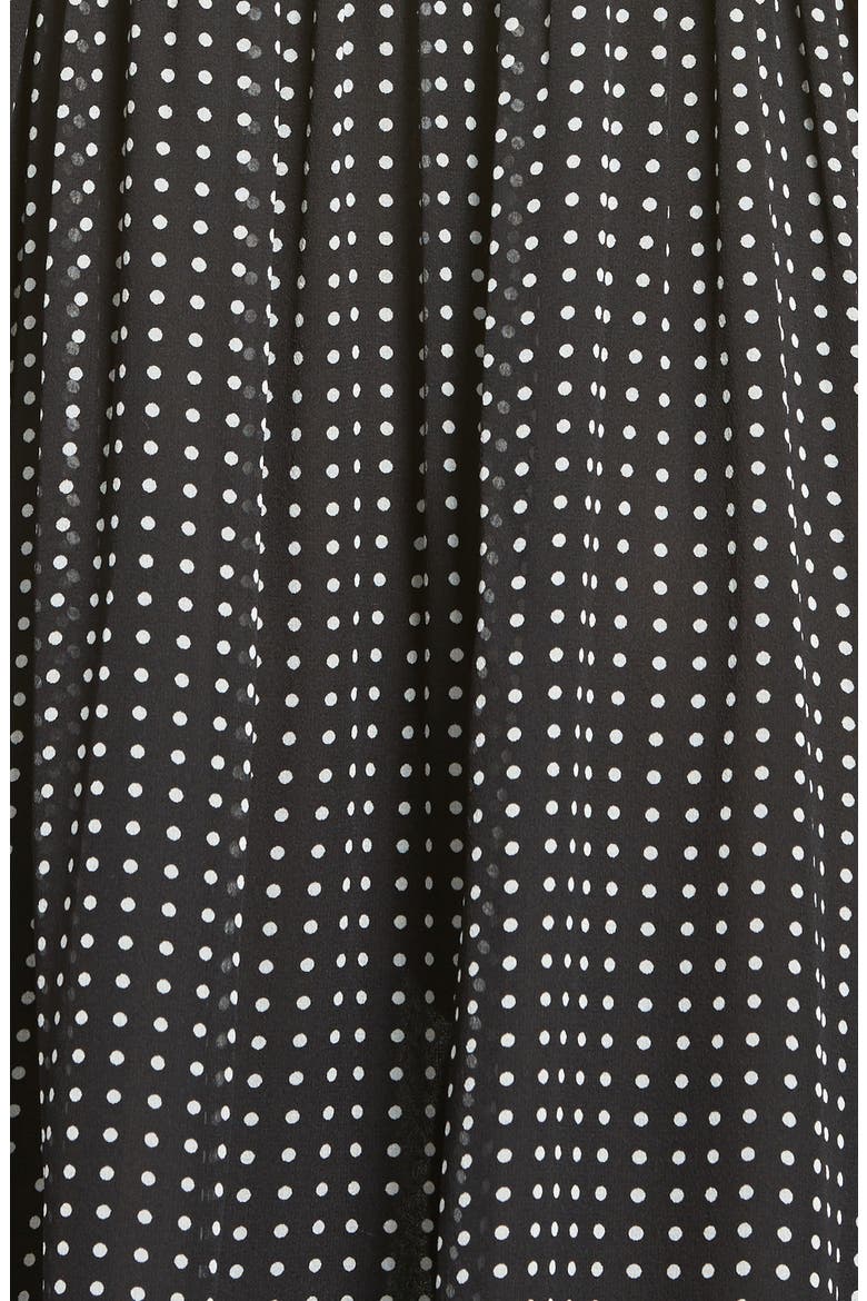 pin dot silk chiffon shirtdress, Alternate, color, BLACK/ CREAM