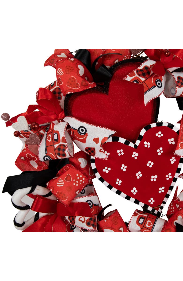 Northlight Ribbon and Twig Valentine
s Day Wreath - 17", Alternate, color, Red