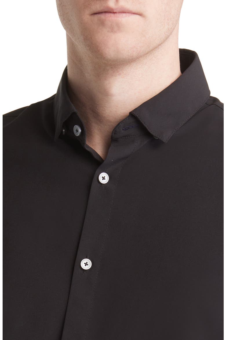 Leeward No-Tuck Stretch Button-Up Shirt, Alternate, color, BLACK
