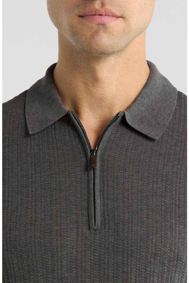 Textured Quarter Zip Polo, Alternate, color, GREY