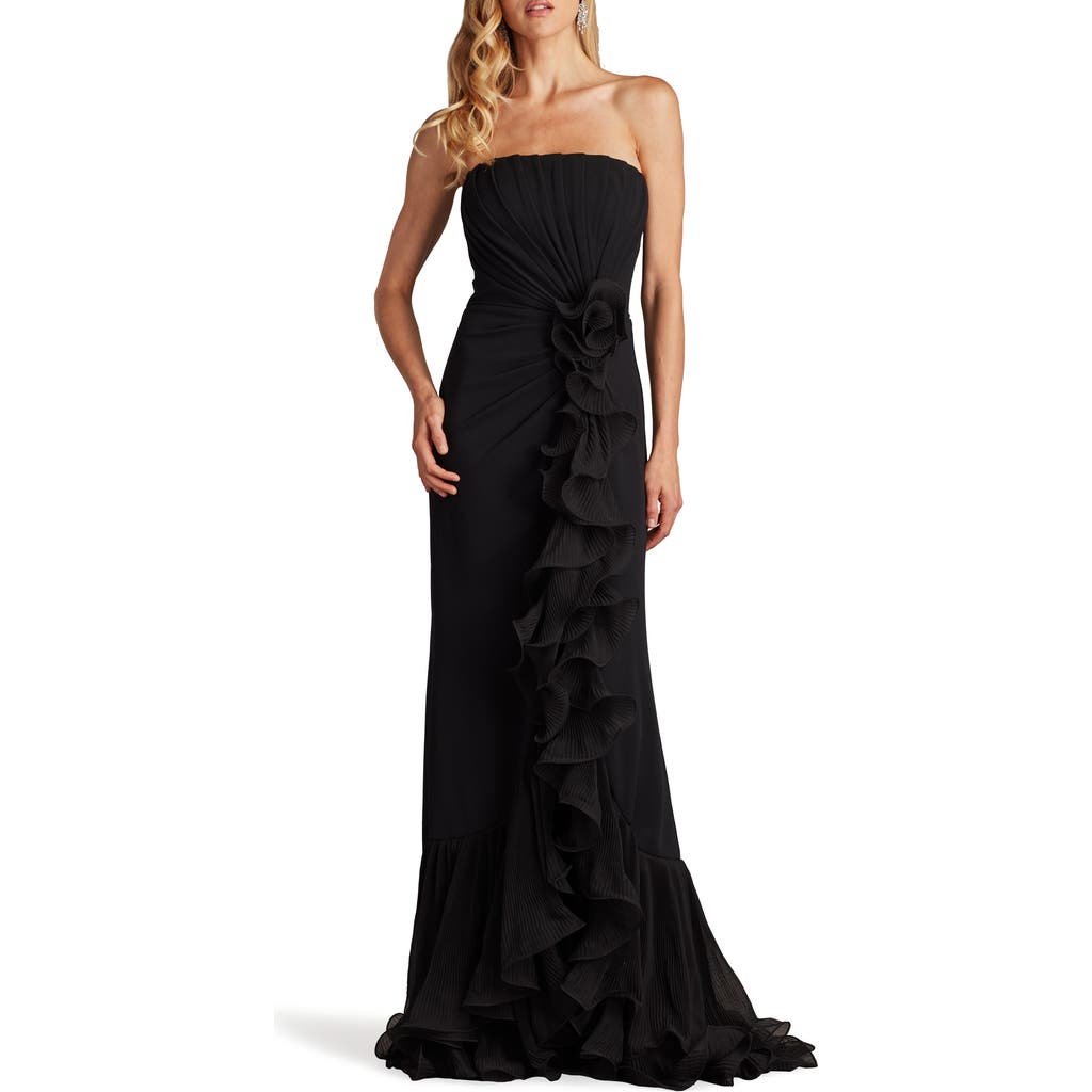 Tadashi Shoji Ruffle Detail Strapless Gown
