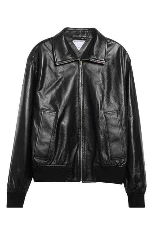 Bottega Veneta Nappa Leather Coat With Classic Collar In Black