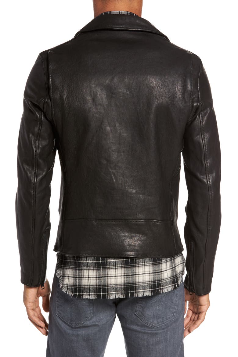 Leather Moto Jacket, Alternate, color, BLACK