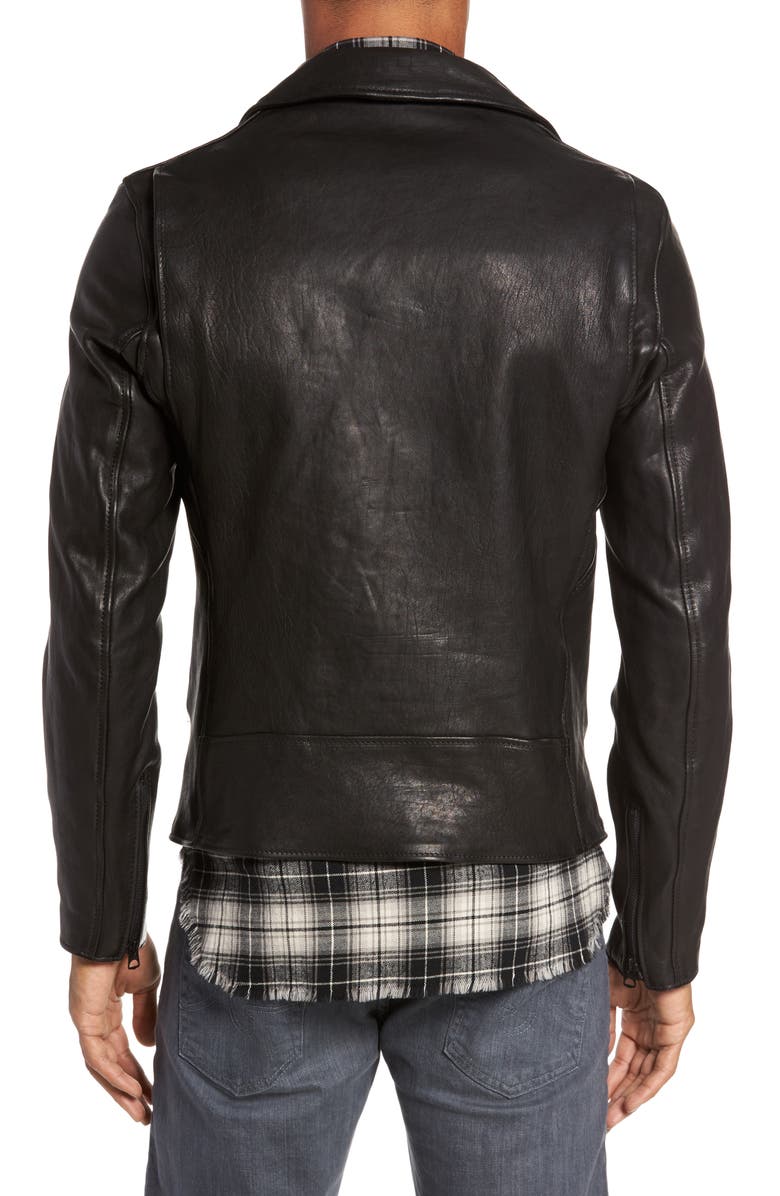 Schott NYC Leather Moto Jacket, Alternate, color, Black
