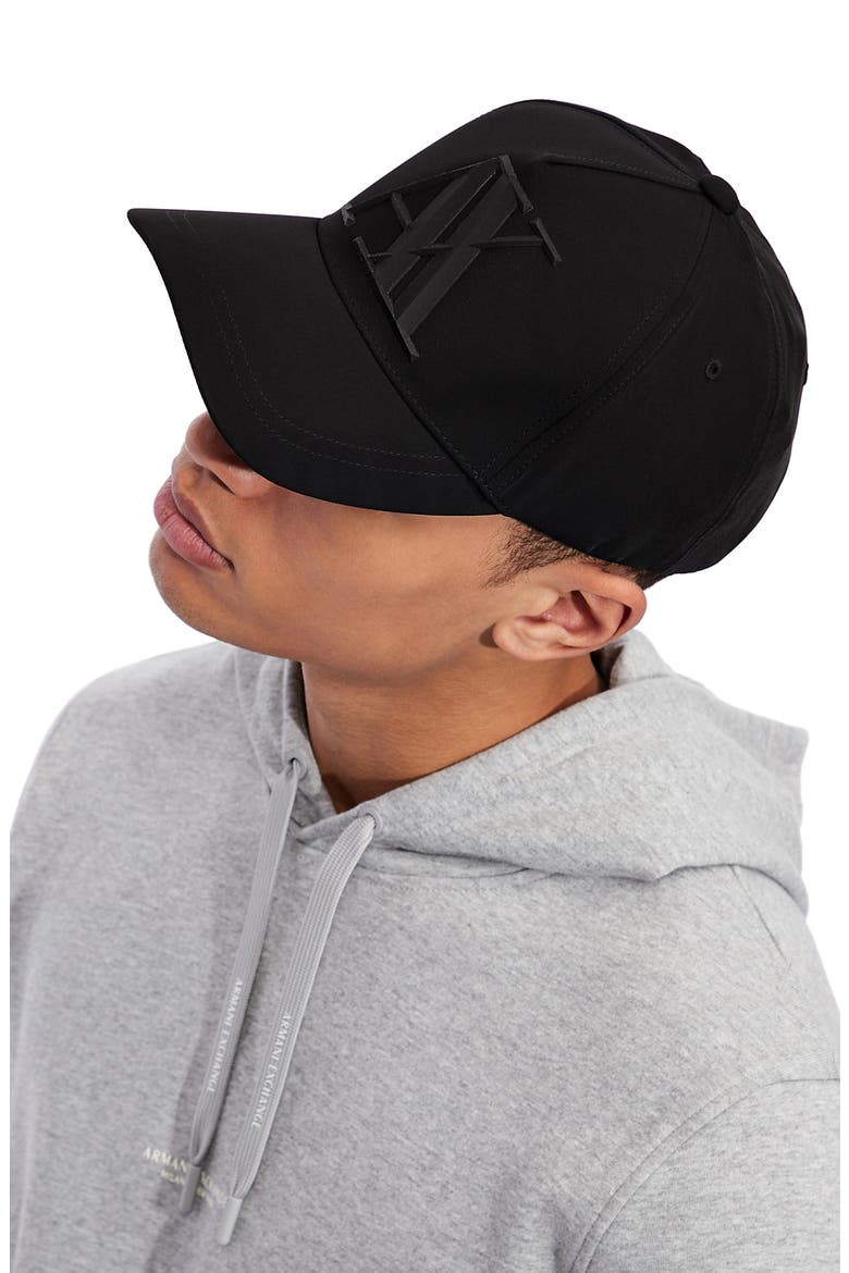 Rubber Logo Baseball Cap, Alternate, color, BLACK