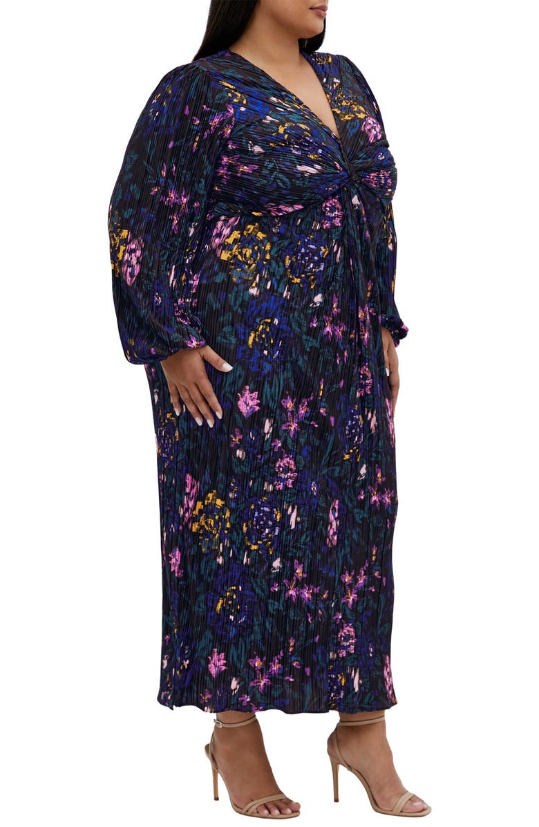City Chic Kaya Floral Long Sleeve Maxi Dress, Alternate, color, Etched Floral