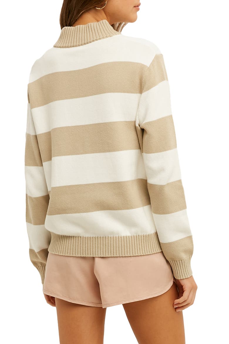 Stripe Half-Zip Pullover Sweater, Alternate, color, IVORY/ TAUPE