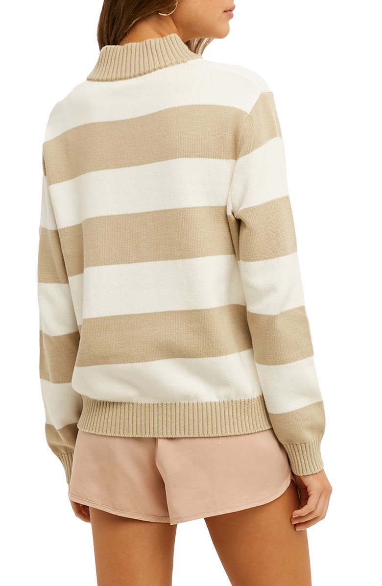 WISHLIST Stripe Half-Zip Pullover Sweater, Alternate, color, Ivory/ Taupe