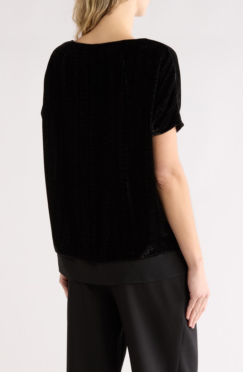 Akris Short Sleeve Velvet Top, Alternate, color, 009-Black