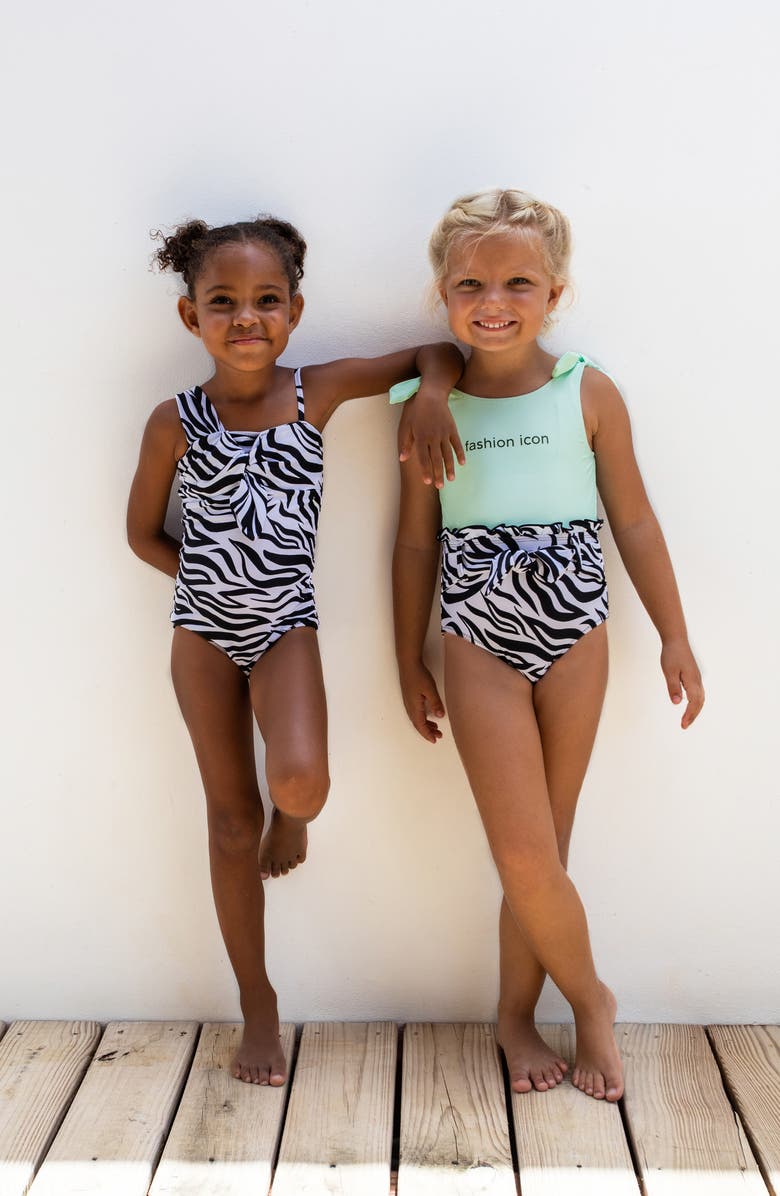 Shade Critters Kids' Fashion Icon Zebra Print One-Piece Swimsuit, Alternate, color, 