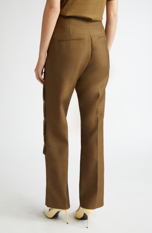 Shop Bite Studios Pleated Panel Wool & Silk Straight Leg Pants In Moss