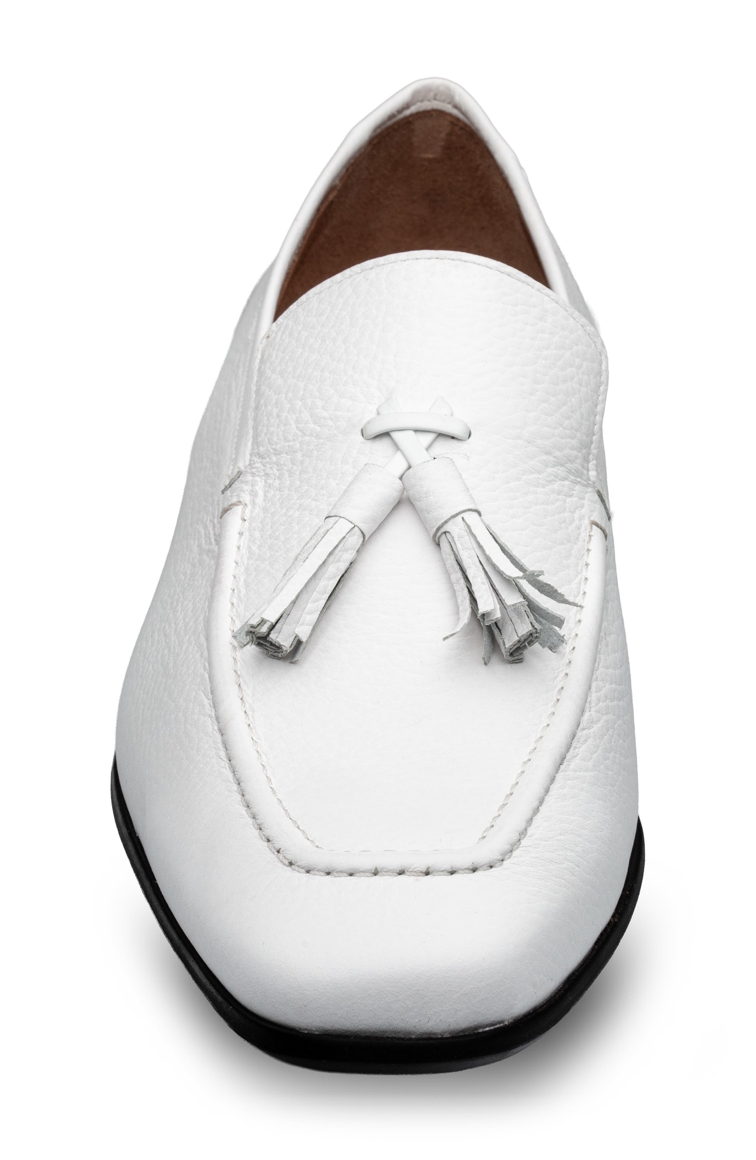 Tassel Leather Loafer, Alternate, color, WHITE