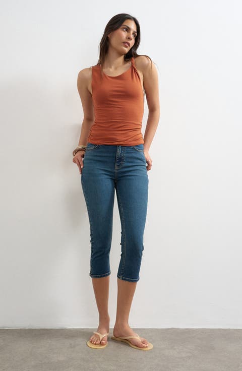 High Waist Capri Skinny Jeans