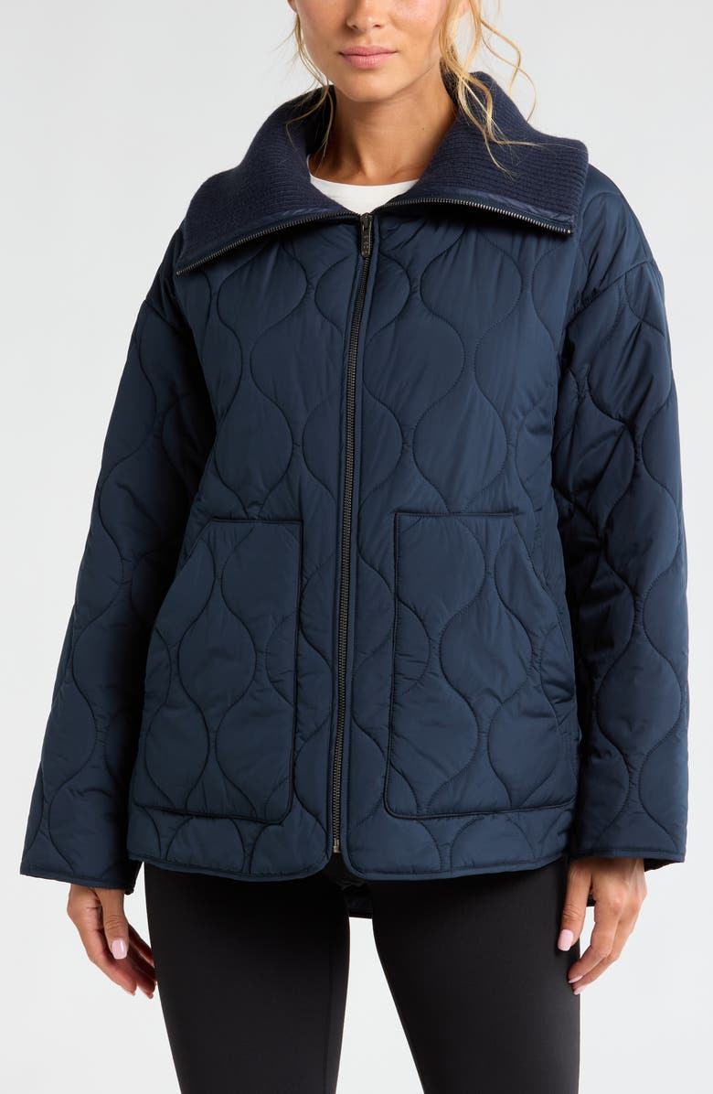 Zella Onion Quilted Jacket, Alternate, color, Navy Sapphire