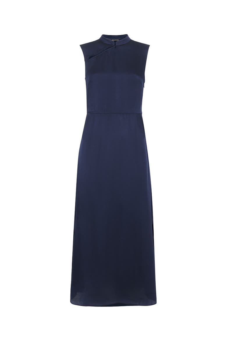 Aria Satin Sleeveless Midi Dress, Alternate, color, Navy