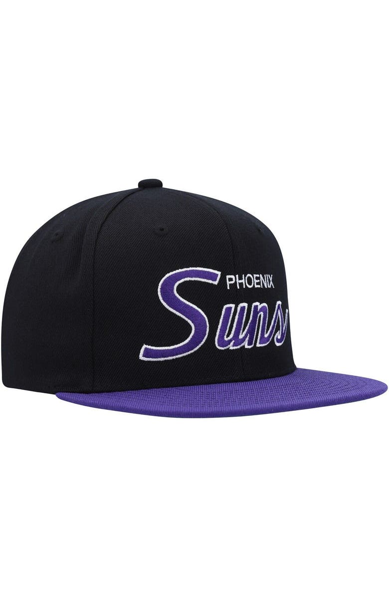 Mitchell & Ness Men's Mitchell & Ness Black Phoenix Suns Hardwood Classics MVP Team Script 2.0 Snapback Hat, Alternate, color, Black